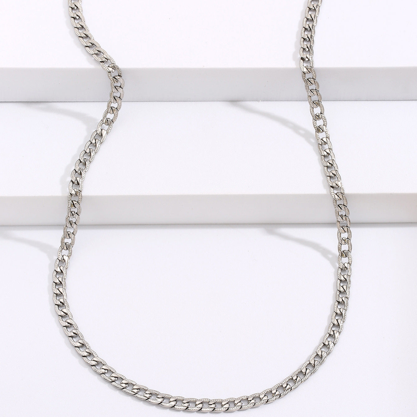 Venta al por mayor Cadena Cubana Collar Plata Acero Titanio